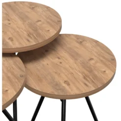 Set De 3 Tables D'appoint Ølgod Rondes Gigognes Naturel Noir [en.casa] -Pas Cher Mobiliora Magasin table basse 12292445