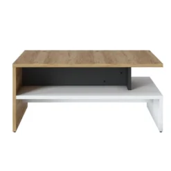 Table Basse Double Plateau - Naturel Et Blanc - NISUKA 8 Table Basse Double Plateau - Naturel Et Blanc - NISUKA -Pas Cher Mobiliora Magasin table basse 12306271