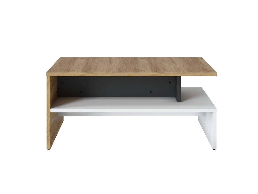 Table Basse Double Plateau - Naturel Et Blanc - NISUKA 5 Table Basse Double Plateau - Naturel Et Blanc - NISUKA – Image 3