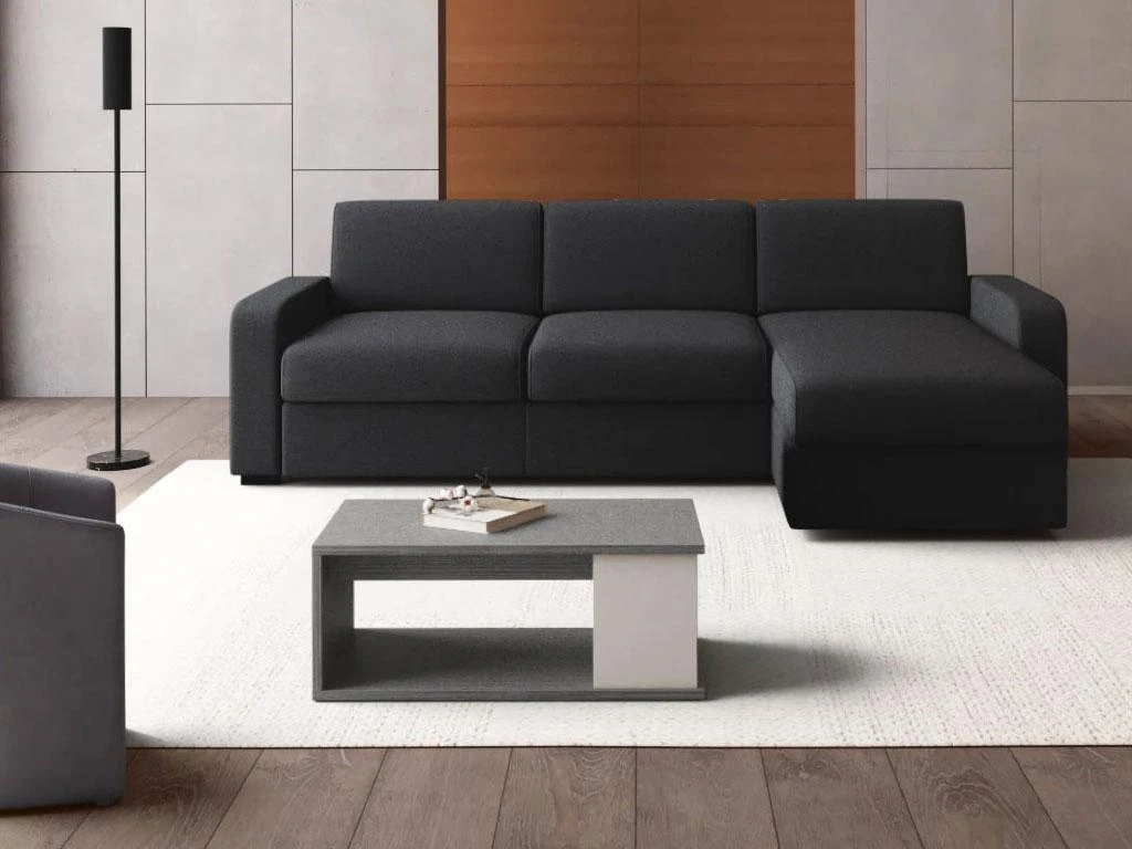 Table Basse ALDANA - Plateau Relevable - Bois & MDF - Béton Et Blanc 3 Table Basse ALDANA - Plateau Relevable - Bois & MDF - Béton Et Blanc