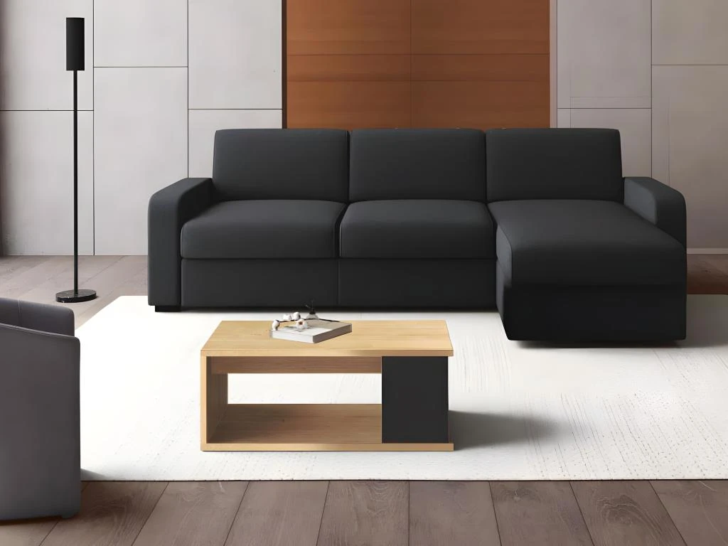 Table Basse ALDANA - Plateau Relevable - Bois Et MDF - Chêne Et Anthracite 3 Table Basse ALDANA - Plateau Relevable - Bois Et MDF - Chêne Et Anthracite