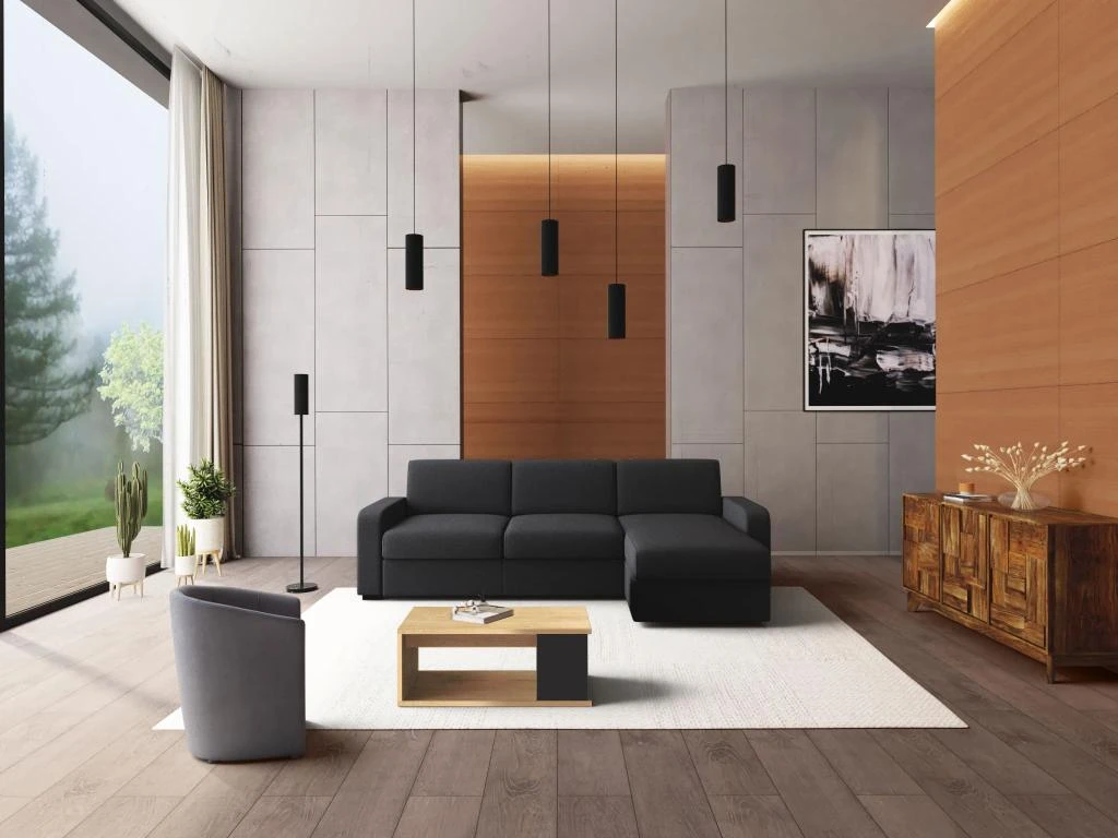 Table Basse ALDANA - Plateau Relevable - Bois Et MDF - Chêne Et Anthracite 7 Table Basse ALDANA - Plateau Relevable - Bois Et MDF - Chêne Et Anthracite – Image 5