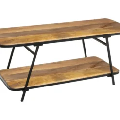 Table Basse 2 Niveaux Kalida Bois Massif Atmosphera - Naturel