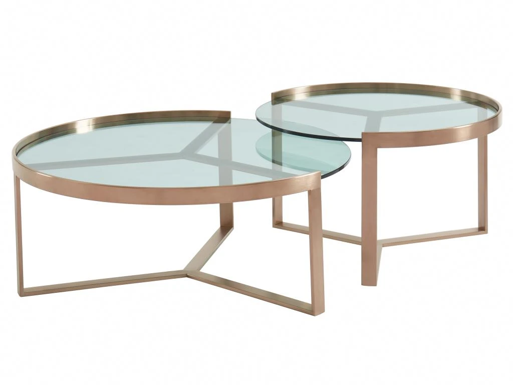 Tables Basses Gigognes En Verre Trempé Et Acier Inoxydable - Transparent Et Cuivré - BASERI 4 Tables Basses Gigognes En Verre Trempé Et Acier Inoxydable - Transparent Et Cuivré - BASERI – Image 2