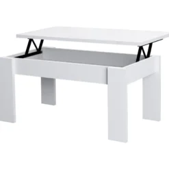 Table Basse Pliante 51/63X105X55Cm Blanc - Venprodin