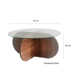 Tables Basses Rhin Ronde En Bois Cristal En Couleur Nogal. 75x35x75cm -Pas Cher Mobiliora Magasin table basse 12358559