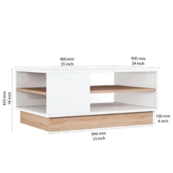Tables Basses Sena Avec Rangement En Bois En Couleur Chêne Blanc. 90x41x60cm -Pas Cher Mobiliora Magasin table basse 12358577