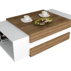 Table D’appoint Sena Design Panneau De Particules Plaqué Mélaminé Nn Couleur Blanc Bois. 110x31x57 Cmcm