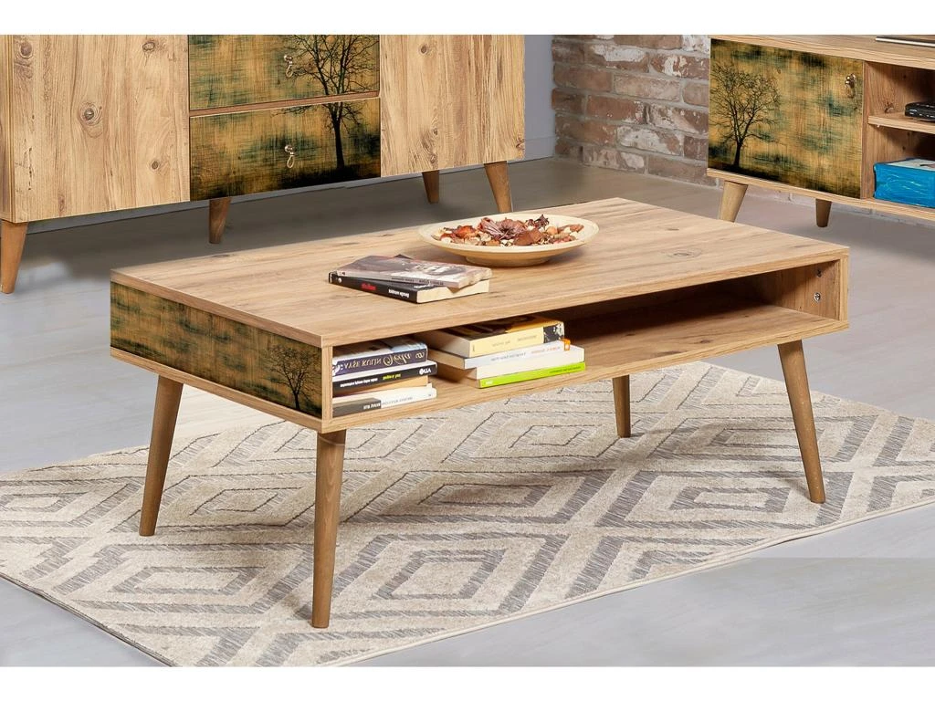 Table D’appoint Tajo Design Panneau De Particules Plaqué Mélaminé En Couleur Atlantic Pino. 110x45x60cm 5 Table D’appoint Tajo Design Panneau De Particules Plaqué Mélaminé En Couleur Atlantic Pino. 110x45x60cm – Image 3