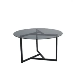 Tables Basses Rhin Ronde Structure Métallique En Couleur Noir Uni. 75x42x75cm