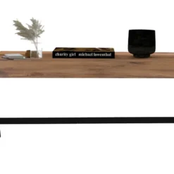 Table D’appoint Tajo Design Panneau De Particules Plaqué Mélaminé En Couleur Atlantic Noir. 105x48x53cm