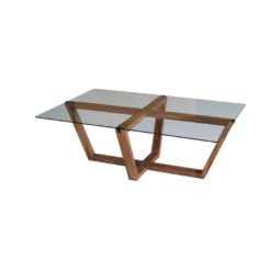 Tables Basses Rhin Design En Verre Trempé En Couleur Nogal. 105x35x65cm