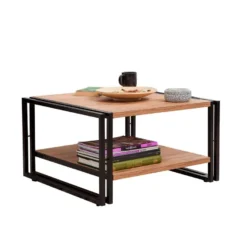 Tables Basses Tajo Polyvalent Et Multifonctionnel En Métal En Couleur Pin Atlantique Noir. 70x40x70cm