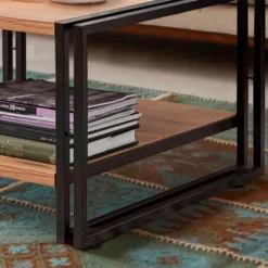 Tables Basses Tajo Polyvalent Et Multifonctionnel En Métal En Couleur Pin Atlantique Noir. 70x40x70cm -Pas Cher Mobiliora Magasin table basse 12359045