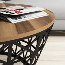 Table D’appoint Ganges Design Panneau De Particules Plaqué Mélaminé En Couleur Nogal Noir. 90x90x38cm -Pas Cher Mobiliora Magasin table basse 12359051