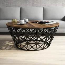 Table D’appoint Ganges Design Panneau De Particules Plaqué Mélaminé En Couleur Nogal Noir. 90x90x38cm -Pas Cher Mobiliora Magasin table basse 12359053