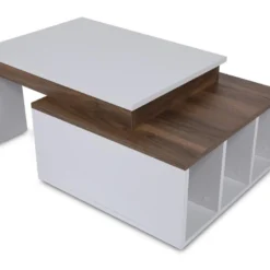 Table D’appoint Sena Design Panneau De Particules Plaqué Mélaminé En Couleur Blanc Nogal. 90x37,4x60cm -Pas Cher Mobiliora Magasin table basse 12359071