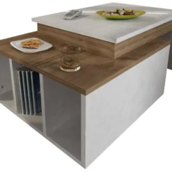 Table D’appoint Sena Design Panneau De Particules Plaqué Mélaminé En Couleur Blanc Nogal. 90x37,4x60cm -Pas Cher Mobiliora Magasin table basse 12359075