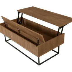 Tables Basses Tajo, Structure Et Le Support Fabriquées En Métal En Couleur Nogal Noir. 120x43x60cm -Pas Cher Mobiliora Magasin table basse 12359239