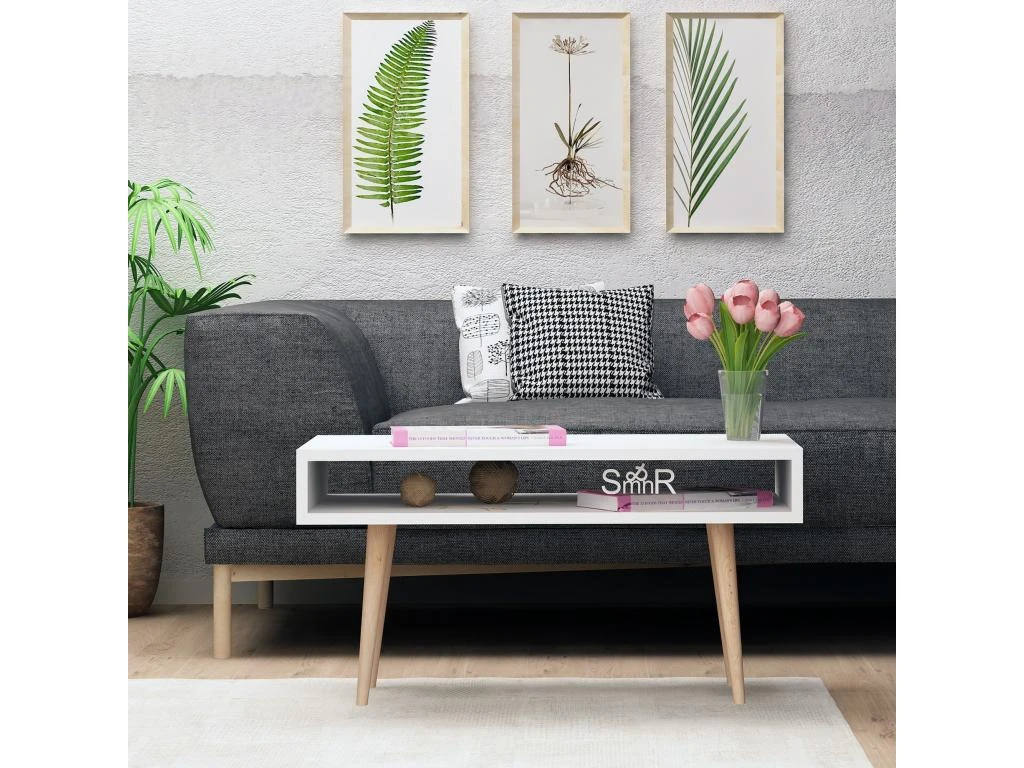 Table D’appoint Sena Design Panneau De Particules Plaqué Mélaminé En Couleur Blanc. 80x53,6x45cm 4 Table D’appoint Sena Design Panneau De Particules Plaqué Mélaminé En Couleur Blanc. 80x53,6x45cm – Image 2