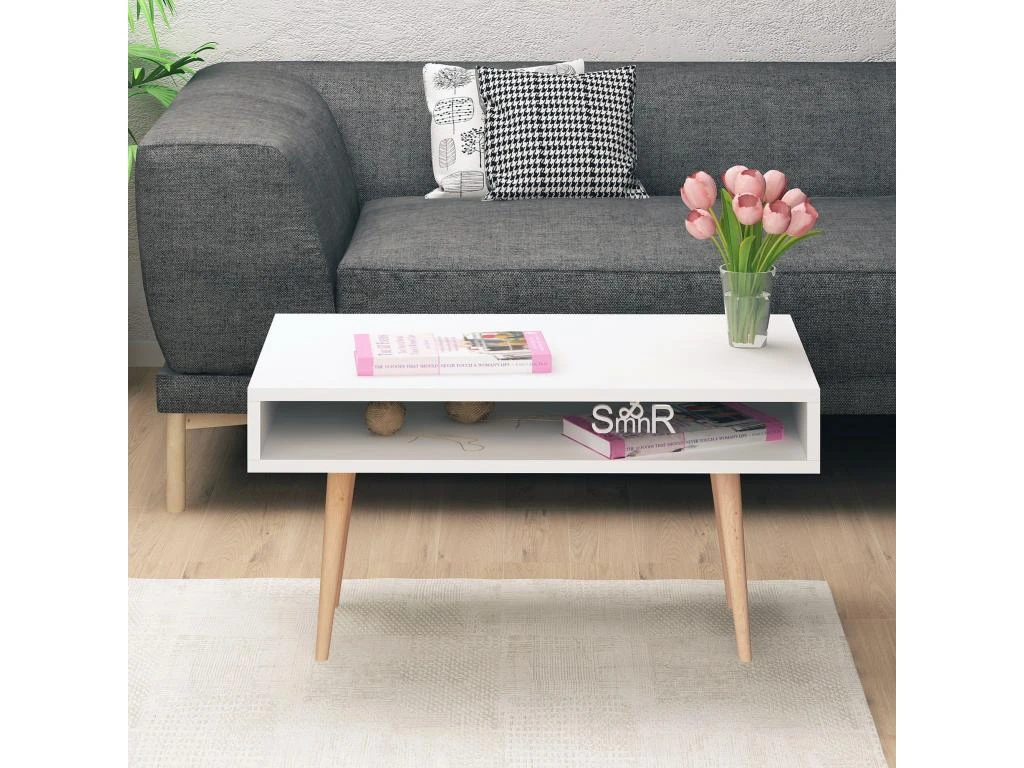 Table D’appoint Sena Design Panneau De Particules Plaqué Mélaminé En Couleur Blanc. 80x53,6x45cm 5 Table D’appoint Sena Design Panneau De Particules Plaqué Mélaminé En Couleur Blanc. 80x53,6x45cm – Image 3