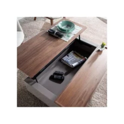 Table Basse Relevable 1 Tiroir Noyer/Laque Moka - AMBES -Pas Cher Mobiliora Magasin table basse 12405523