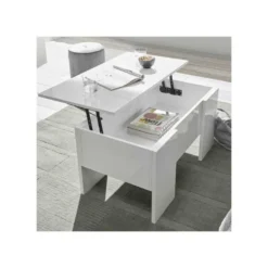 Table Basse Relevable Blanc Laqué Brillant - TINO -Pas Cher Mobiliora Magasin table basse 12405539