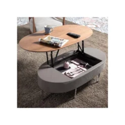 Table Basse Relevable Noyer/Métal - FORDO 7 Table Basse Relevable Noyer/Métal - FORDO -Pas Cher Mobiliora Magasin table basse 12405547