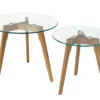 Set De Deux Tables Basses Plateau En Verre Pied En Bois TABA06006 1 Set De Deux Tables Basses Plateau En Verre Pied En Bois TABA06006 -Pas Cher Mobiliora Magasin table basse 12438459