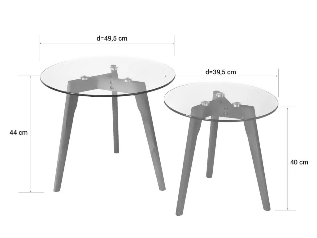 Set De Deux Tables Basses Plateau En Verre Pied En Bois TABA06006 4 Set De Deux Tables Basses Plateau En Verre Pied En Bois TABA06006 – Image 2