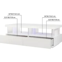Table Basse Et Luminaire Led - Rectangulaire - En Panneaux De MDF - Blanc - Style Contemporain - L120 X P60 X H45 Cm - BLUE LIGH -Pas Cher Mobiliora Magasin table basse 12586739