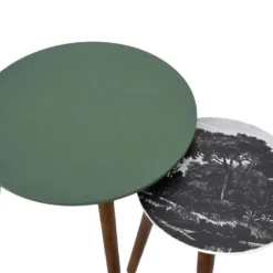 VOSSA - Duo De Tables Gigognes Coloris Vert Et Motif Forêt 9 VOSSA - Duo De Tables Gigognes Coloris Vert Et Motif Forêt -Pas Cher Mobiliora Magasin table basse 12599789