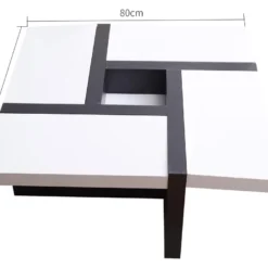 Table Basse Carre Bois Noir Blanc Design Contemporain 35x80x80 -Pas Cher Mobiliora Magasin table basse 12611199