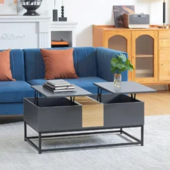 Table Basse Relevable Double Plateau Multi-rangement - Dim. 100L X 50l X 42H Cm - Acier Panneaux Coloris Pin Gris 10 Table Basse Relevable Double Plateau Multi-rangement - Dim. 100L X 50l X 42H Cm - Acier Panneaux Coloris Pin Gris -Pas Cher Mobiliora Magasin table basse 12629997