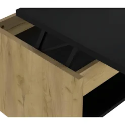 HAPPY Table Basse Relevable - Decor Chene Et Noir - L 100 X P 50 X H 44 Cm -Pas Cher Mobiliora Magasin table basse 12807425