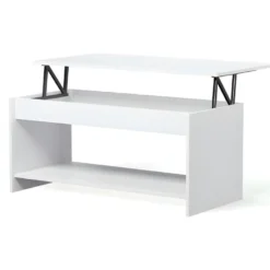 HAPPY Table Basse Relevable Style Contemporain Blanc Mat - L 100 X L 50 Cm
