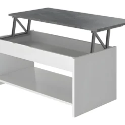 HAPPY Table Basse Relevable - Blanc Et Gris - L 100 Cm