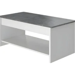 HAPPY Table Basse Relevable - Blanc Et Gris - L 100 Cm -Pas Cher Mobiliora Magasin table basse 12807441