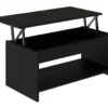Table Basse HAPPY - Mélaminé Noir - Plateau Relevable - L 100 X P 50 X H 44 Cm -Pas Cher Mobiliora Magasin table basse 12807447