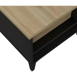 Table Basse Avec Plateau Relevable - Decor Chene Et Noir - L 100 X P 50/72 X H 42/55 Cm -Pas Cher Mobiliora Magasin table basse 12807611