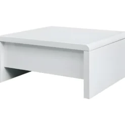 Table Basse Relevable - Blanc Laque - L 75 X P 75 X H 35 - KARL