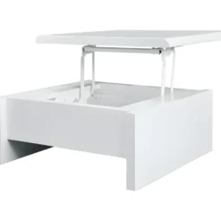 Table Basse Relevable - Blanc Laque - L 75 X P 75 X H 35 - KARL -Pas Cher Mobiliora Magasin table basse 12807619
