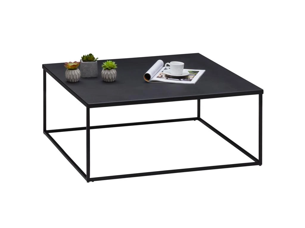 Table Basse HILAR Table De Salon Grande Table D'appoint Design Retro Vintage Industriel, Plateau Carré En Métal Laqué Noir 3 Table Basse HILAR Table De Salon Grande Table D'appoint Design Retro Vintage Industriel, Plateau Carré En Métal Laqué Noir