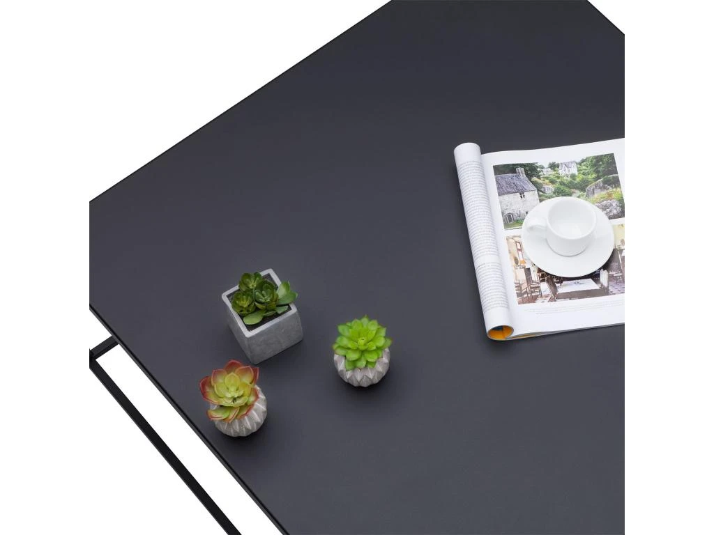 Table Basse HILAR Table De Salon Grande Table D'appoint Design Retro Vintage Industriel, Plateau Carré En Métal Laqué Noir 6 Table Basse HILAR Table De Salon Grande Table D'appoint Design Retro Vintage Industriel, Plateau Carré En Métal Laqué Noir – Image 4