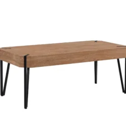 Table Basse En MDF Et Métal - Naturel Et Noir - MANULILA -Pas Cher Mobiliora Magasin table basse 12928957