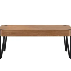 Table Basse En MDF Et Métal - Naturel Et Noir - MANULILA -Pas Cher Mobiliora Magasin table basse 12928959