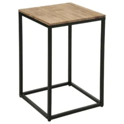 Table D'appoint Pour Votre Salon En Métal Et Bois, Dimensions 42 X42x65cm