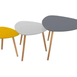 Set De 3 Tables Basses D'appoint Multicouler, Dimensions: 60x60x45