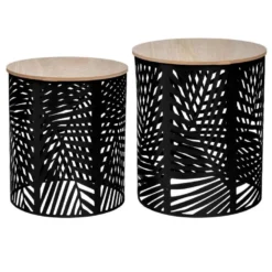 Lot De 2 Tables Basses Noires D'appoint Dimensions : 35x35x40 Cm