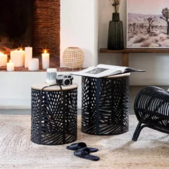 Lot De 2 Tables Basses Noires D'appoint Dimensions : 35x35x40 Cm 10 Lot De 2 Tables Basses Noires D'appoint Dimensions : 35x35x40 Cm -Pas Cher Mobiliora Magasin table basse 12988609